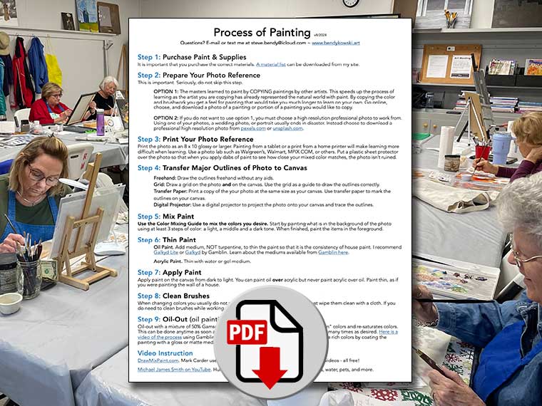 Paiting Process Layout Free how to paint video and handouts.